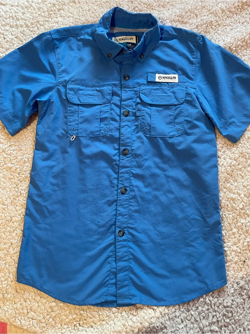 Magellan Outdoors Short-Sleeve Button-Down Shirt in Blue